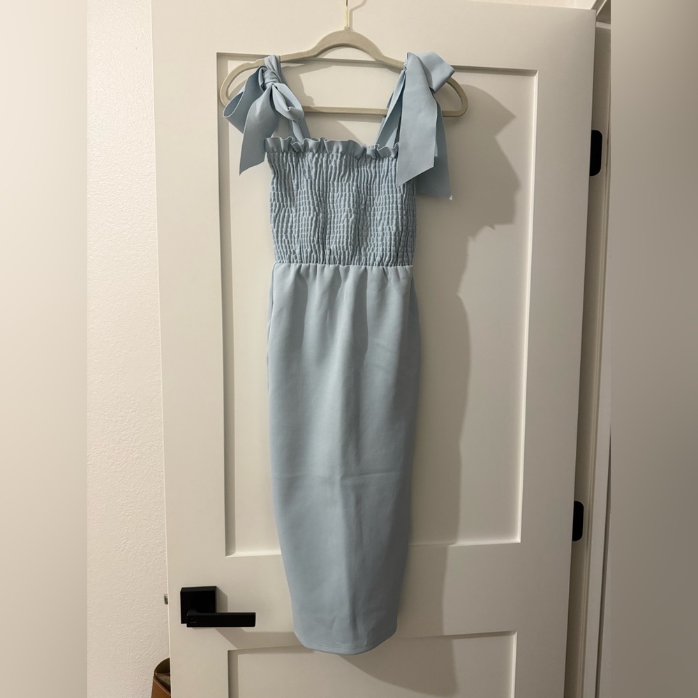 ASOS Blue Sleeveless Dress with Bow Straps